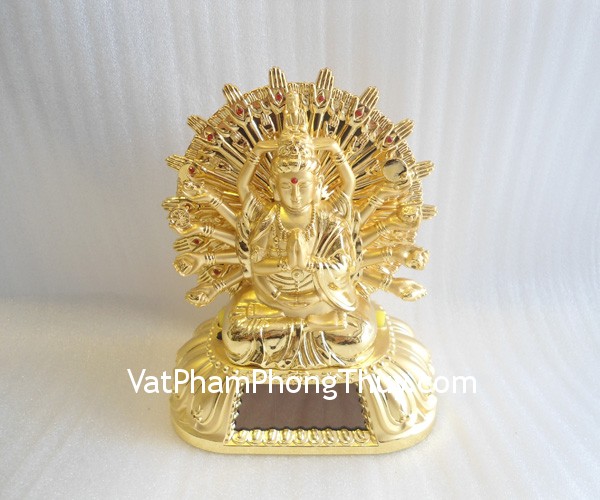 phat a1351 Phật Quan Âm nghìn tay hợp kim mạ vàng chế hóa hung khí A135