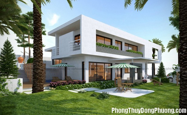 thiet ke nha vuon hien dai 2 tang phong cach toi gian viphouse vn 6 Những lưu ý phong thủy khi thiết kế nhà vườn