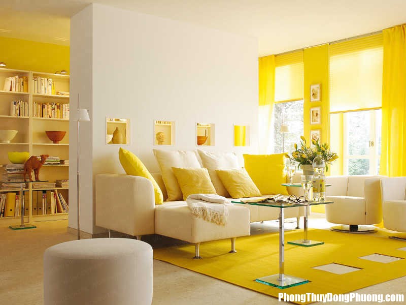 modern bright banana living room Chọn màu vàng mang lại sinh khí và cảm giác an toàn cho gia chủ
